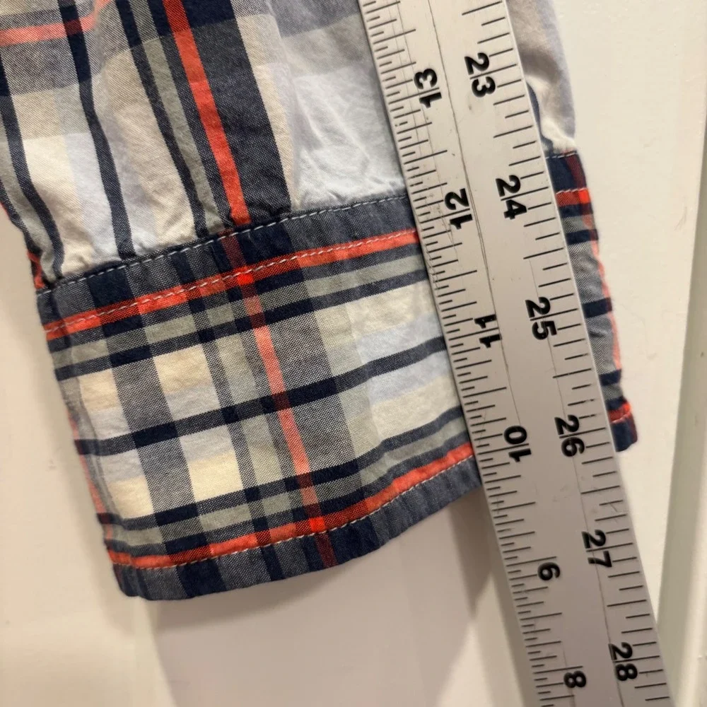 The‎ North Face Mens Plaid Button Down Shirt Long Sleeve Blue Orange Large